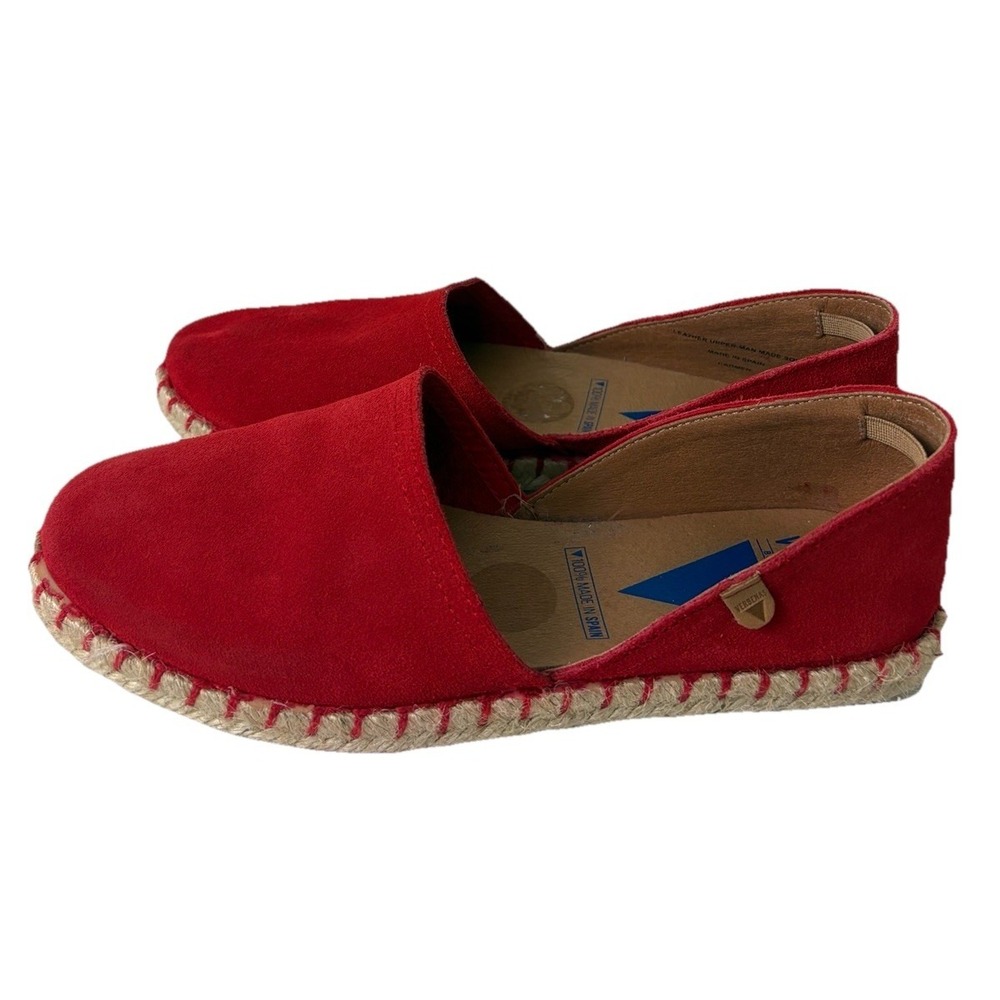 Verbenas Suede Espadrille Flats Shoes Size US 6.5 Red Slip On Euro Summer Spain
